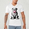 English Bulldog Bubble Gum Vintage Dog Mom Pet Dad Men's V-Neck T-Shirt