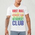 First Rule Of Introvert Club Is There Is No Introvert Club Raglan Baseball Tee Men's V-Neck T-Shirt First Rule Of Introvert Club Is There Is No Introvert Club Raglan Baseball Tee Men's V-Neck T-Shirt