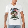Fishing 4th July Full Time Dad Part Time Hooker On-Back Men's V-Neck T-Shirt