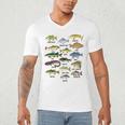 Fishing-Shirt Types Of Freshwater Bass Fish Dad Jokes Men's V-Neck T-Shirt Fishing-Shirt Types Of Freshwater Bass Fish Dad Jokes Men's V-Neck T-Shirt