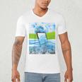 Frutiger Aero Aesthetic Tech Water Fishes Monitor Screen Raglan Baseball Tee Men's V-Neck T-Shirt Frutiger Aero Aesthetic Tech Water Fishes Monitor Screen Raglan Baseball Tee Men's V-Neck T-Shirt