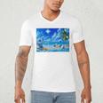 Frutiger Aero Beach Y2k Aesthetic Palm Tree Sand Ocean Premium Men's V-Neck T-Shirt
