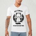 Go Away I'm Introverting Cat With Coffee Men's V-Neck T-Shirt