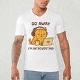 Go Away I'm Introverting Cozy Cat With Laptop And Coffee Men's V-Neck T-Shirt Go Away I'm Introverting Cozy Cat With Laptop And Coffee Men's V-Neck T-Shirt