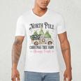 Holiday Scene Nostalgia North Pole Tree Farm Merry Christmas Men's V-Neck T-Shirt