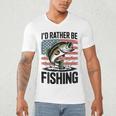 I'd Rather Be Fishing Bass Fish Dad Joke American Flag Men's V-Neck T-Shirt I'd Rather Be Fishing Bass Fish Dad Joke American Flag Men's V-Neck T-Shirt