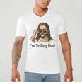 I'm Telling Dad Jesus Wearing Sunglasses Christian Fathers Men's V-Neck T-Shirt I'm Telling Dad Jesus Wearing Sunglasses Christian Fathers Men's V-Neck T-Shirt