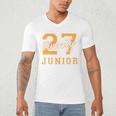Junior Class 2027 Graduation Back To School Orange Letters Premium Tri-Blend Men's V-Neck T-Shirt