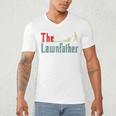 Lawn Mowing Lawnfather Dad Lawn Mower Gardening Men's V-Neck T-Shirt