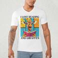 Love Reading And Giraffes Cute Giraffe Reading Book Lovers Men's V-Neck T-Shirt