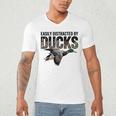 Mallard Duck Hunting Camo Easily Distracted Duck Dad Men's V-Neck T-Shirt