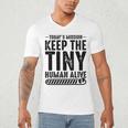 New Dad Est Keep Tiny Human Alive First Time Father's Day Men's V-Neck T-Shirt