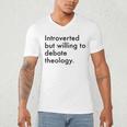 Theology Introvert Christian Conversation Starters Men's V-Neck T-Shirt Theology Introvert Christian Conversation Starters Men's V-Neck T-Shirt