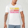 Peace Love Engineering Engineer School Graduation Retro Men's V-Neck T-Shirt