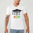 Pre-K -12th Grade Hand Prints Space Graduation Class Of 2037 Men's V-Neck T-Shirt