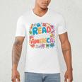 Reads Across Tee America Reading Teacher Books Reader Kids Men's V-Neck T-Shirt Reads Across Tee America Reading Teacher Books Reader Kids Men's V-Neck T-Shirt