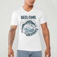 Reel Cool Grandpa Fishing Dad Father's Day Fisherman Men's V-Neck T-Shirt