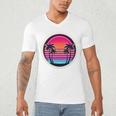 Retro 80s Synthwave Sunset & Palm Trees Retro Nostalgia 80s Men's V-Neck T-Shirt