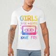 Retro Girls Just Wanna Have Fun Nostalgia 1980s 80's Premium Tri-Blend Men's V-Neck T-Shirt