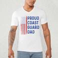 Retro Proud Coast Guard Dad Graduation Dad Usa Flag Outfit Men's V-Neck T-Shirt