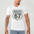 Retro Route 67 Highway Sign Vintage Road Nostalgia Premium Tri-Blend Men's V-Neck T-Shirt