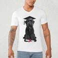 Russian Terrier Dog Graduation Cap Graduate Owner Grad Men's V-Neck T-Shirt