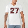 Senior 2027 Maroon Senior Class Of 27 Jersey Graduation Men's V-Neck T-Shirt