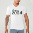 Senior Graduation Class Of 2024 Cute Senior 2024 Flowers Men's V-Neck T-Shirt