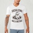 Socializing Was a Mistake Prairie Dog Introverts Humor Men's V-Neck T-Shirt Socializing Was a Mistake Prairie Dog Introverts Humor Men's V-Neck T-Shirt