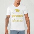 Super Proud Step Grandpa Of 2025 Graduate Graduation Family Premium Men's V-Neck T-Shirt