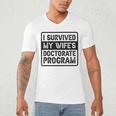 I Survived My Wife's Doctorate Program PhD Graduation Men's V-Neck T-Shirt