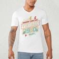 Vintage 1980 Retro Badge Decade Nostalgia Graphic Emblem Premium Tri-Blend Men's V-Neck T-Shirt
