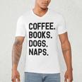 Vintage Coffee Books Dogs Naps Retro Men's V-Neck T-Shirt Vintage Coffee Books Dogs Naps Retro Men's V-Neck T-Shirt