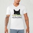 Women's Meowjong Cat Mahjong Chinese Game Cat Mom Dad Men's V-Neck T-Shirt