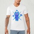 Yk2 Grunge Earthy Blue Cat With Stars Tomboy 90s Nostalgia Premium Tri-Blend Men's V-Neck T-Shirt