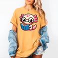 Adorable Book Lover Axolotl With Reading Glasses Cute Women's Comfort Colors T-Shirt Mustard Adorable Book Lover Axolotl With Reading Glasses Cute Women's Comfort Colors T-Shirt Mustard