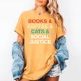 Books Coffee Cats Social Justice Women's Comfort Colors T-Shirt Mustard Books Coffee Cats Social Justice Women's Comfort Colors T-Shirt Mustard