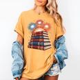 Books Fireworks 4th Of July Bookworm Patriotic Reader Women's Comfort Colors T-Shirt Mustard