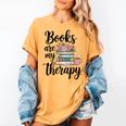 Books Are My Therapy Coffee Books Flowers Bookish Book Lover Women's Comfort Colors T-Shirt Mustard