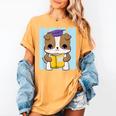Bulldog Anime Pup Graduation Women's Comfort Colors T-Shirt Mustard