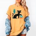 Cat Midcentury With Book And Coffee Atomic Age Mid Century Women's Comfort Colors T-Shirt Mustard Cat Midcentury With Book And Coffee Atomic Age Mid Century Women's Comfort Colors T-Shirt Mustard