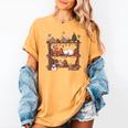 Christmas Cats Bookshelf Gingerbread Women's Comfort Colors T-Shirt Mustard