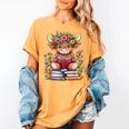 Cute Baby Highland Cow With Reading Book Bookworm Women's Comfort Colors T-Shirt Mustard
