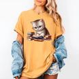 Cute Kitten Bookworm Adorable Cat With Glasses Reading Book Women's Comfort Colors T-Shirt Mustard Cute Kitten Bookworm Adorable Cat With Glasses Reading Book Women's Comfort Colors T-Shirt Mustard
