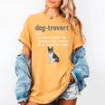 Dog-Trovert Boston Terrier Humor Definition Introvert Women's Comfort Colors T-Shirt Mustard