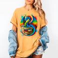 Dragon Reading Colorful Fantasy Book Lover Women's Comfort Colors T-Shirt Mustard Dragon Reading Colorful Fantasy Book Lover Women's Comfort Colors T-Shirt Mustard
