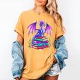 Fantasy Dragon Reading Books Bookworm Women's Comfort Colors T-Shirt Mustard