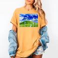 Frutiger Aero Dolphin Meadow Aesthetic Y2k 2000s Ironic Women's Comfort Colors T-Shirt Mustard