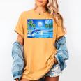 Frutiger Aero Dolphin Sunset Ocean With Palm Trees Y2k Women's Comfort Colors T-Shirt Mustard Frutiger Aero Dolphin Sunset Ocean With Palm Trees Y2k Women's Comfort Colors T-Shirt Mustard