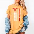 Hospice Aide American Flag Nurses Graduation Medical Women's Comfort Colors T-Shirt Mustard